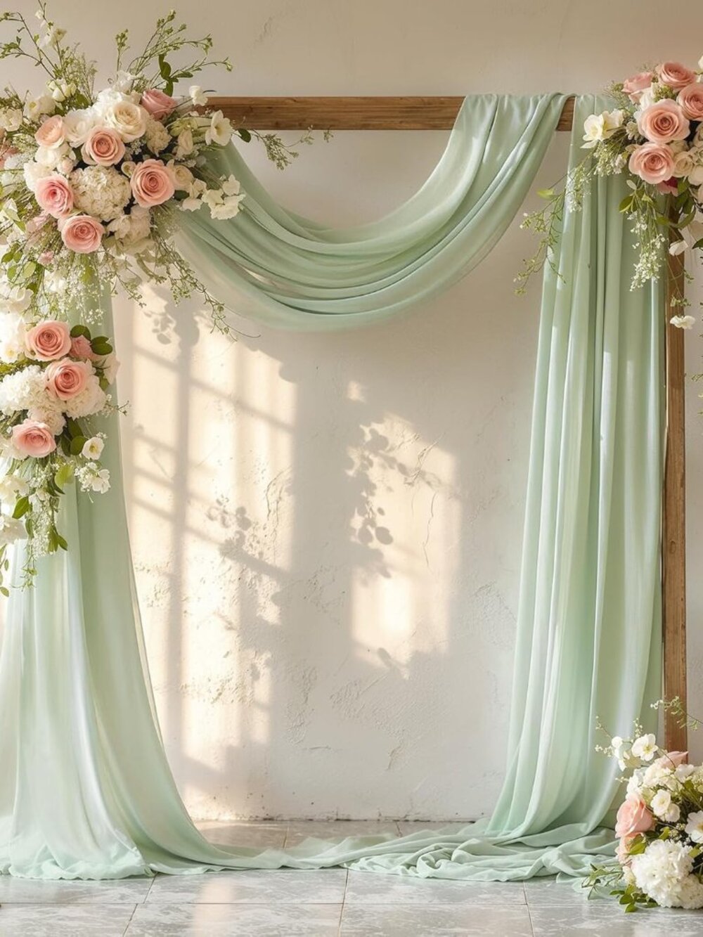 Wedding Arch Draping Fabric 28" x19FT, Sheer Chiffon Fabric Backdrop,1 Panel Sag